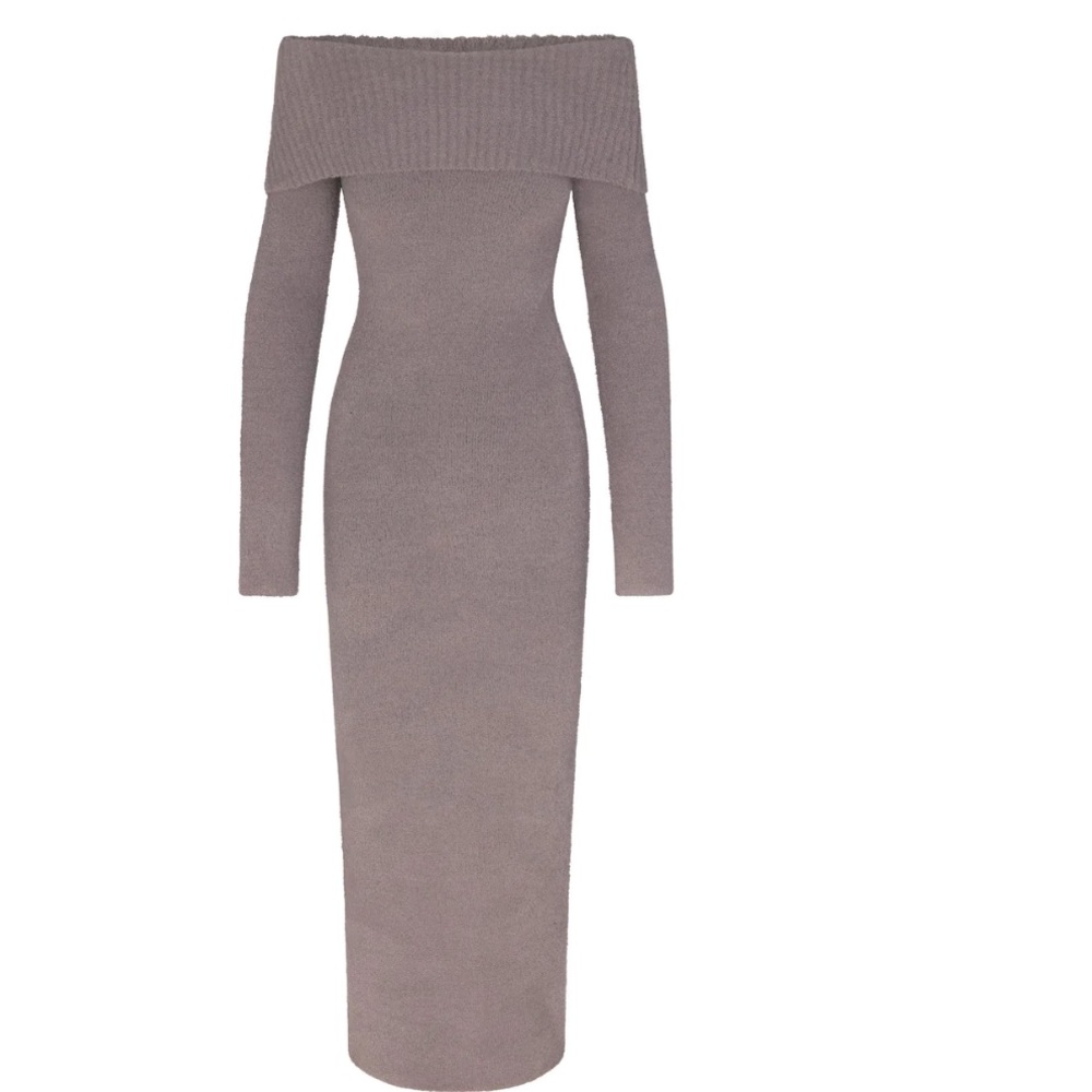 Skims Cozy Knit Off The Shoulder Lounge Dress